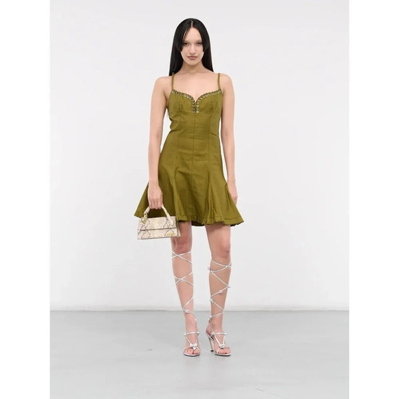 Ludovic de Saint Sernin Easy Cleavage Dress in Olive Green Medium New Womens - Picture 16 of 16
